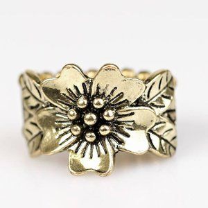 brass tropical flower ring